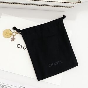 CHANEL 2025 Holiday Camélia & Star Charm Pouch VIP GWP Black Drawstring
